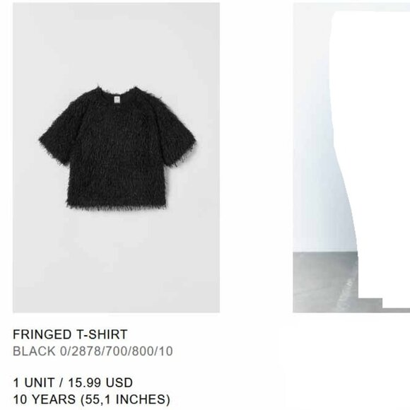NWT Zara Girls 10 Feathery Fringed T-Shirt Top - Picture 15 of 15